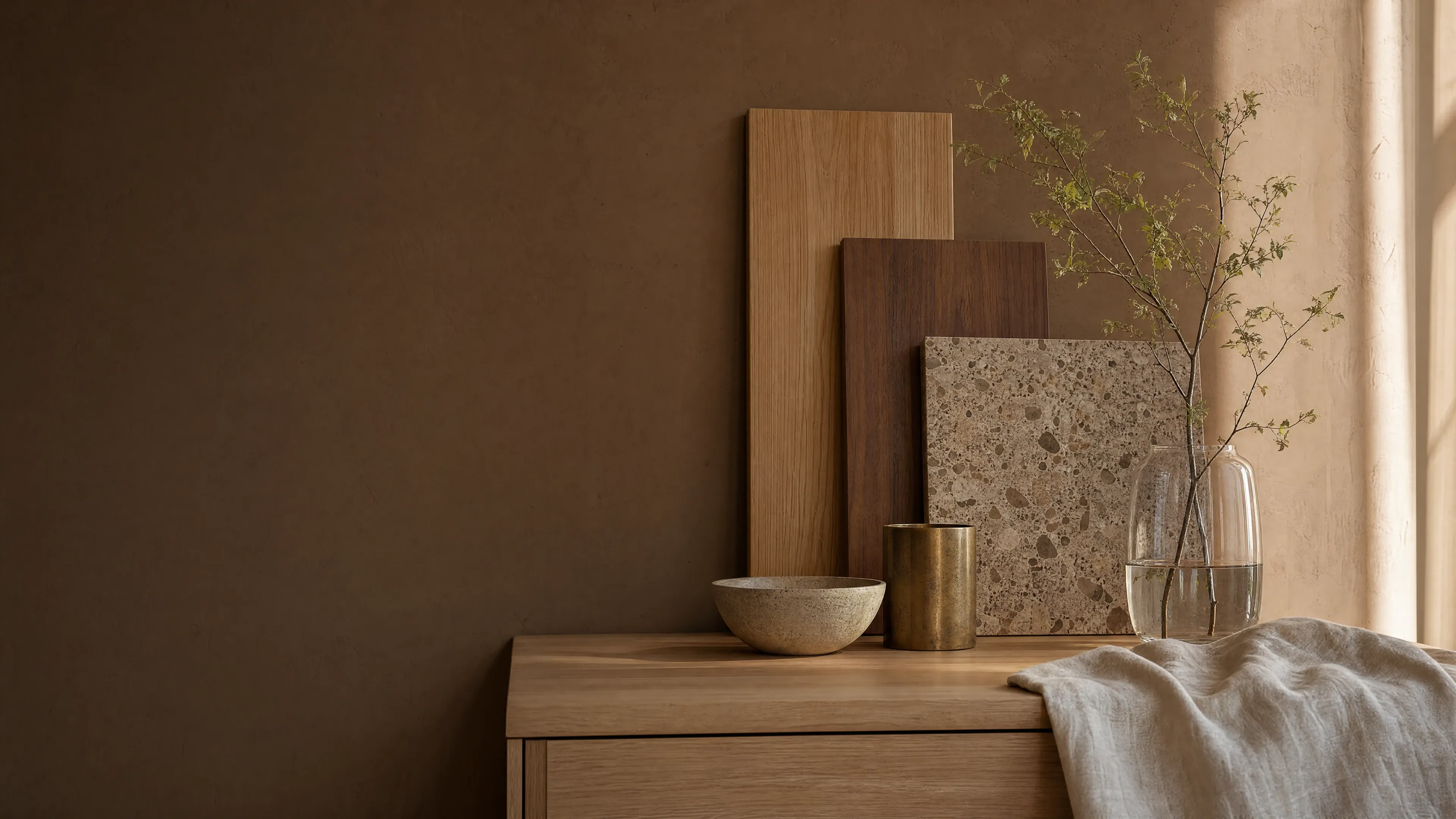 Natural material samples arranged as a still life.