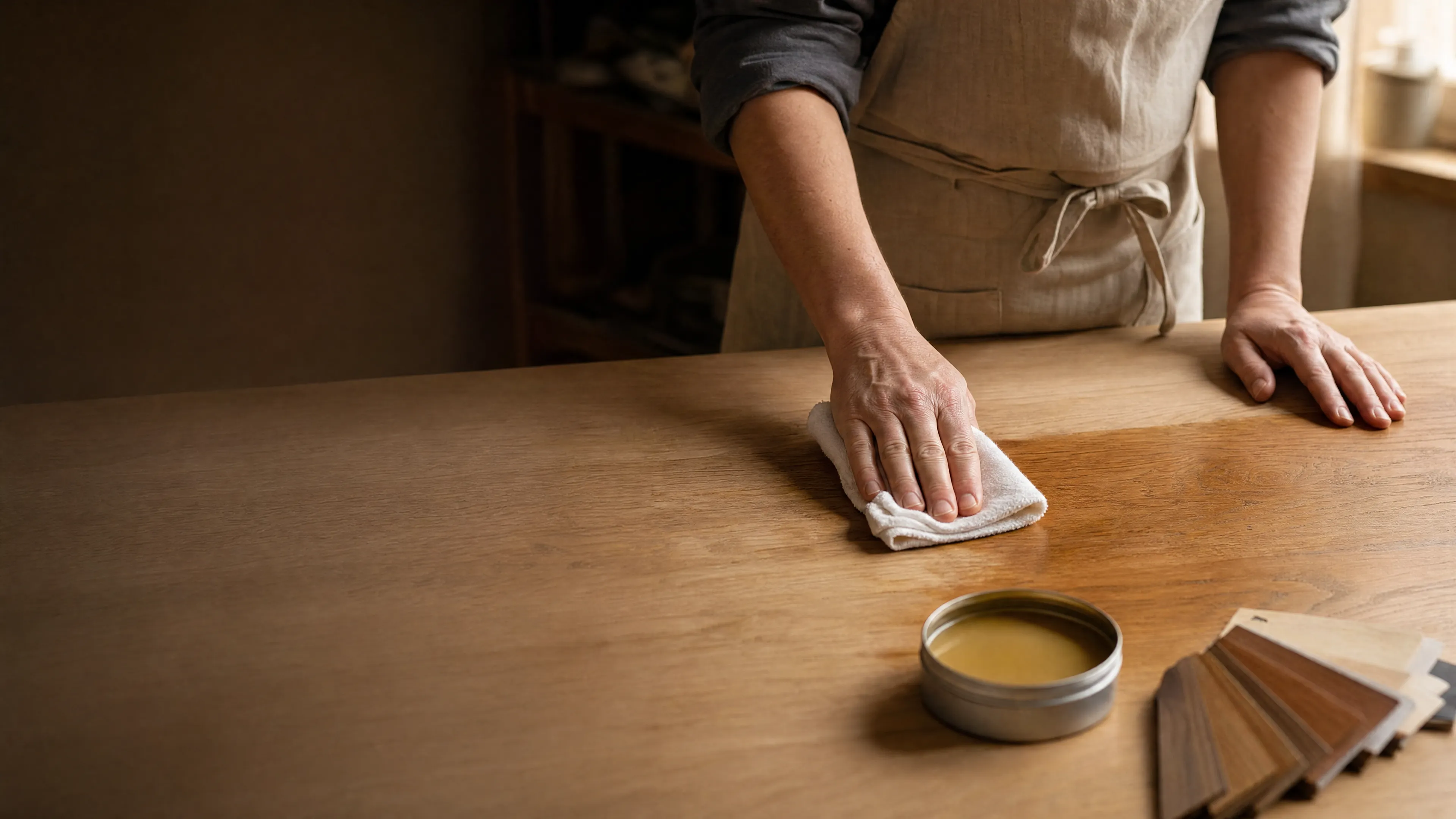 Placeholder for photograph of finish being applied by hand.